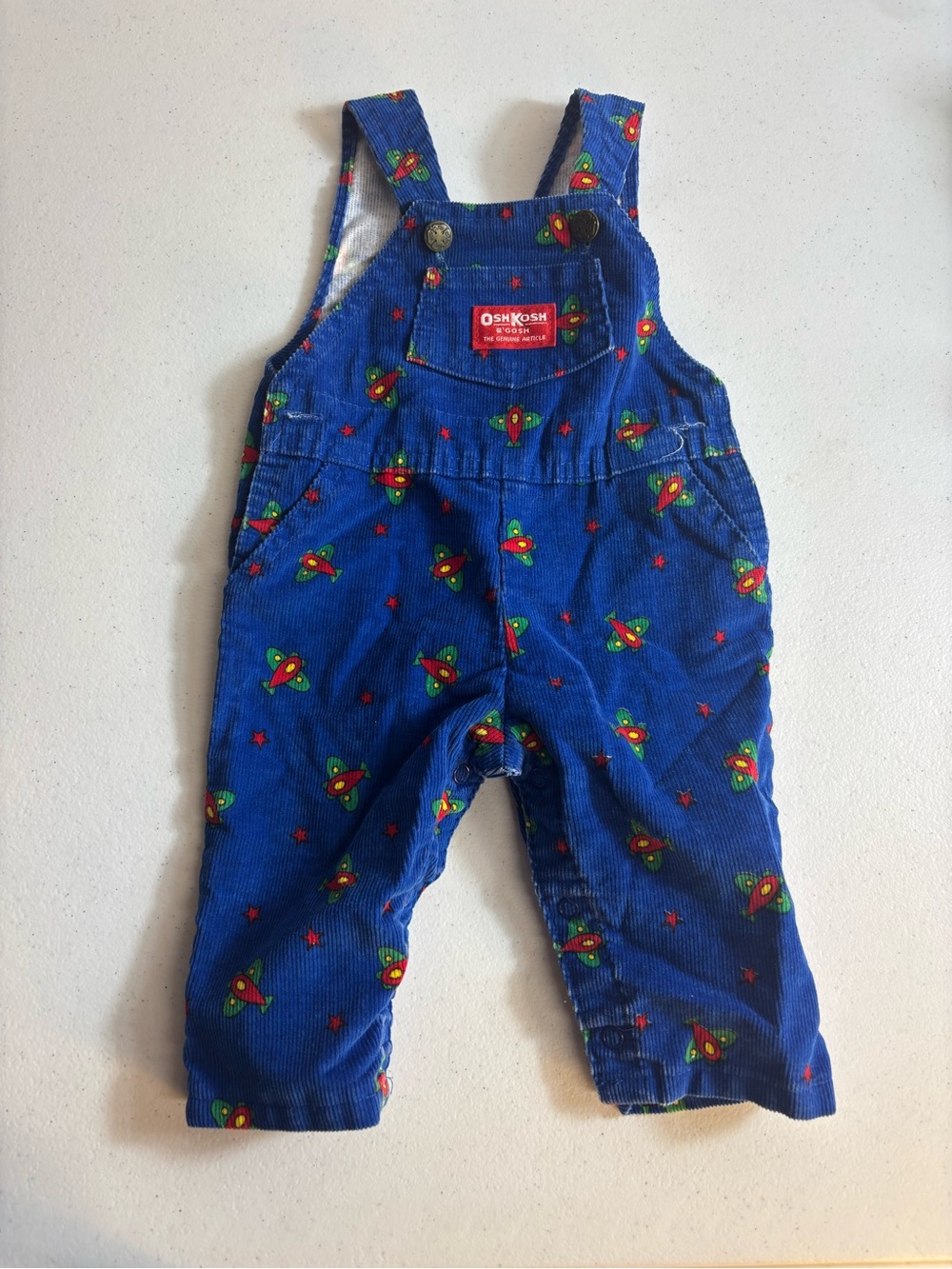 Vintage Y2K Oshkosh B'Gosh Baby Blue Corduroy Airplane Size 3-6 Months
